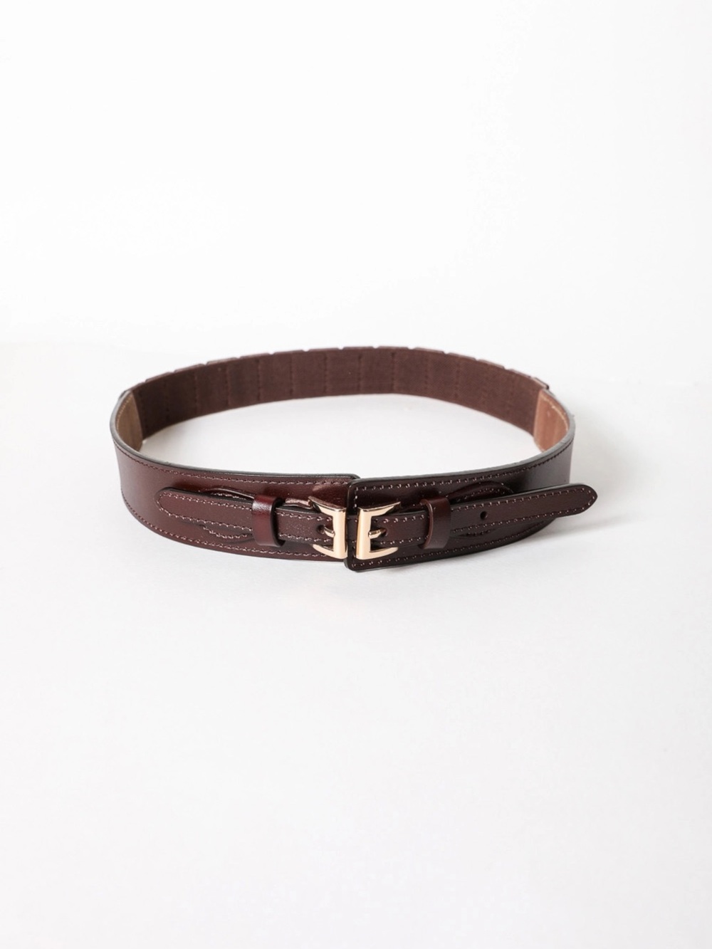 Leather Double Buckle Waistband Belt - Picture 2 of 2